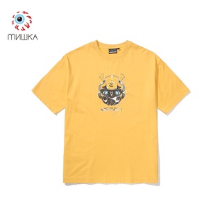 เสื้อยืดคอกลม แขนสั้น พิมพ์ลาย Mishka big eyeball tide brand x Transformers cooperation series bumblebeeยืด.สบาย.รัก