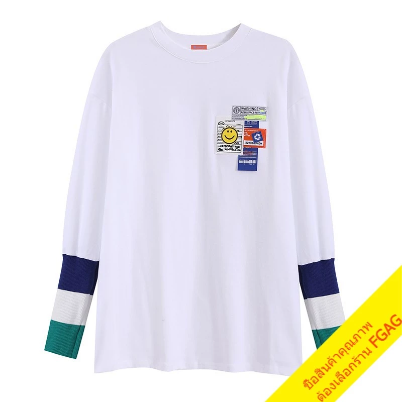 เสื้อยืดแขนยาวทรงหลวมผู้หญิง ไซส์ใหญ่ ล่าสุด oversize เสื้อผ้าแฟชั่นสไตล์เกาหลีน่ารัก เสื้อโอเวอร์ไซส์สีขาว สกรีนลาย thumbnail 9