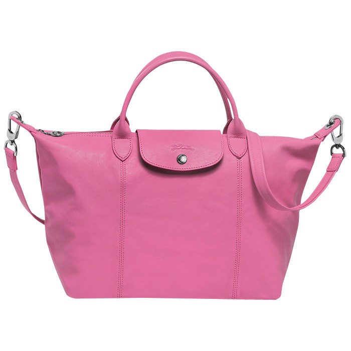 กระเป๋า Longchamp Le Pliage Cuir size M สีชมพูนม Bubble ของแท้ **พร้อมส่ง*