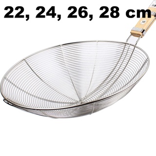   กระชอนตักของทอด กระชอนทอดสแตนเลสด้ามไม้ มีให้เลือกขนาด รุ่น Circle-sieve-22-cm-boiling-frying-05f-TC