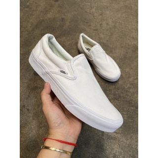 🔥ราคาโรงงาน🔥 รองเท้า  Slip-On แบบทสวมสีขาวล้วนรองเท้าผ้าใบชาย-หญิงสินค้าพร้อมกล่อง 📦มีบริการเก็บเงินปลายทาง