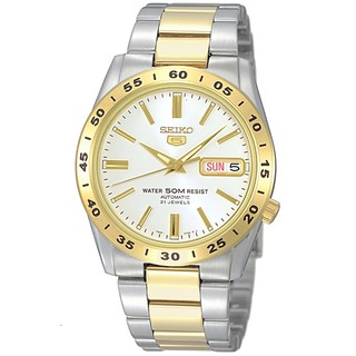 นาฬิกาข้อมือผู้ชาย Seiko Mens 5 Automatic Watch Silver/Gold Stainless Steel Strap รุ่น SNKE04K1