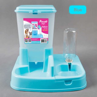 เครื่องให้อาหารแมวและสุนัข สีฟ้า แบบอัตโนมัติ Automatic Pet Feeder แบบอัตโนมัติ Petsuka