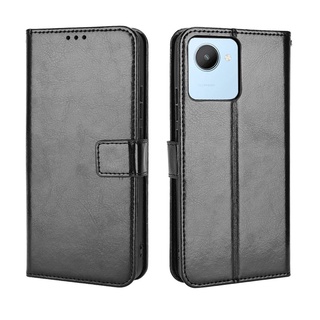 Realme Narzo 50i Prime Phone Holder Stand Case Realme Narzo50i Prime เคส เคสฝาพับ Wallet PU Leather Back Cover