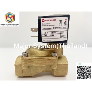 Buschjost 8240200.9101 Solenoid Valve 2/2 way NC, 1/2 inch Indirectly solenoid High flow rate โซลินอยล์วาล์วทองเหลือง