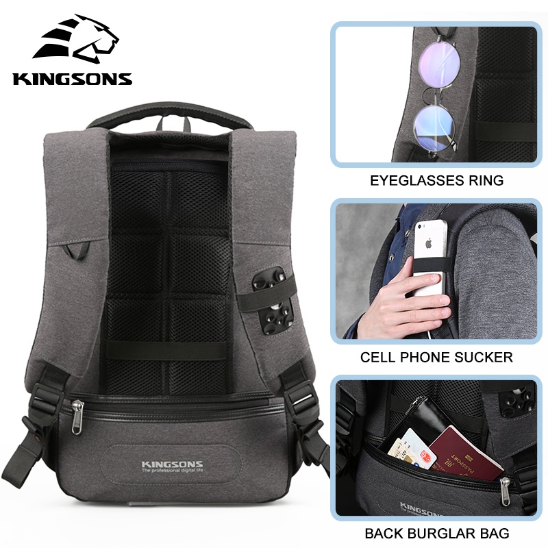 Kingsons Laptop Bag 15.6 For Men Women Waterproof Mochila Notebook 15 ...