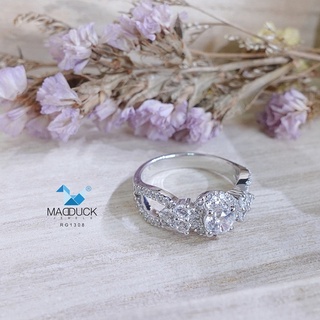 Madduckjewels แหวนเงินแท้ เพชร CZ ชุบโรเดียม RG1308