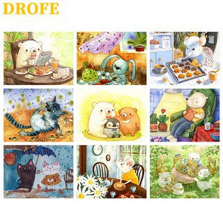 Drofe 【40X50 ซม.】~ ภาพวาดผ้าใบรูปสัตว์น้อยน่ารักสําหรับตกแต่งผนัง