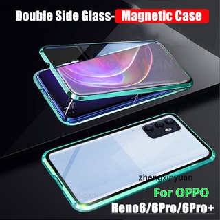 กระจกสองด้าน เคสประกบแม่เหล็ก OPPO RENO6 6PRO RENO 6PRO Double Sided Tempered Glass Mobile Covers Protective เคสประกบแม่เหล็กเคสประกบ เคสแม่เหล็ก สองด้าน RENO6PROPLUS Phone Case