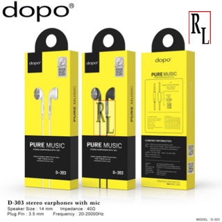 หูฟัง D-303 D-303 (White) stereo earphones with mic หูฟังพร้อมไมค์