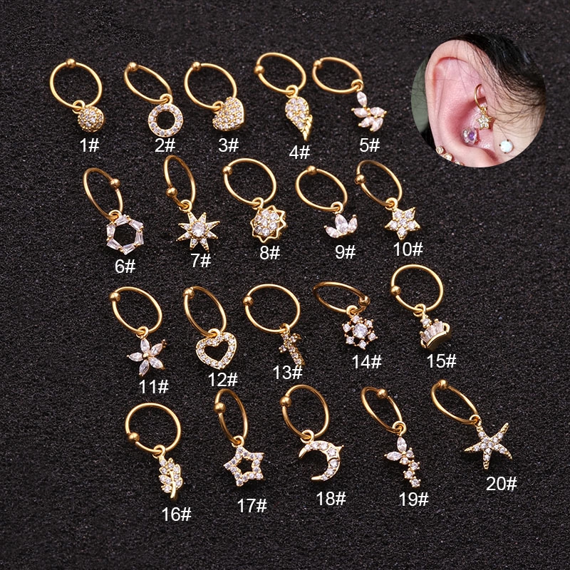 แหวนลูกปัดสแตนเลสสตีล ขนาด 20G สำหรับตกแต่งหู