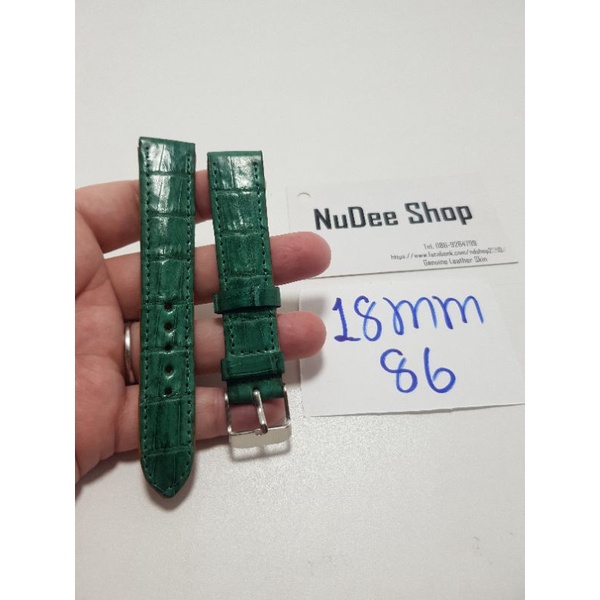 ⌚ สายนาฬิกา 18 mm. หนังจระเข้แท้ ⌚ ( มีบัคเคิ้ล ) ⌚ สายนาฬิกาหนังจระเข้แท้