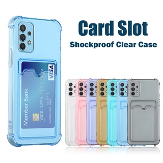 เคสโทรศัพท์แบบนุ่มสำหรับ Clear Card Slot Case for Samsung Galaxy A52S A32 A42 A52 A72 4G 5G A02 A12 M12