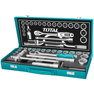 TOTAL บ๊อกซ์ชุด 24 ชิ้น 1/2 นิ้ว ขนาด 10-32 มม. รุ่น THT141253 ( Socket Set ) ชุดลูกบล็อก