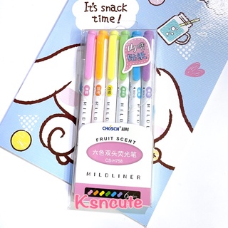 ปากกาเน้นข้อความ ไฮไลท์ chosch mildliner 6สี(2หัว)