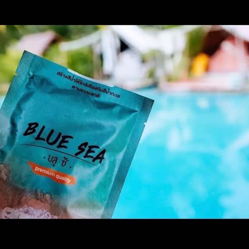 น้ำสีฟ้า บลูซี ผงเปลี่ยนสีน้ำ Blue Sea สร้างสีน้ำได้ใกล้เคียงสีน้ำทะเลตามธรรมชาติ