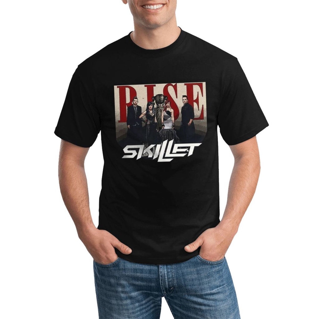 เสื้อยืดลําลองสําหรับผู้ชายวง Skillet Rise Gildan หลากสี