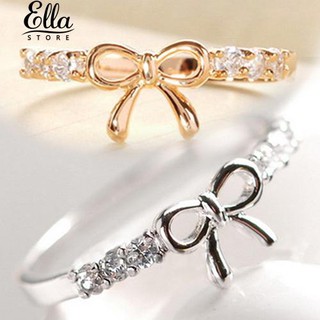 สาวเจ้าสาวง่าย ๆ แหวน Rhinestone Bowknot Wedding Bridal Ring