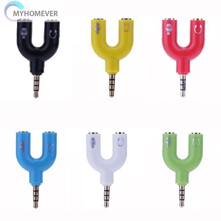 myhome 3 . 5 มม. อะแดปเตอร์แจ็คเสียงสเตอริโอหูฟัง 2 way u splitter