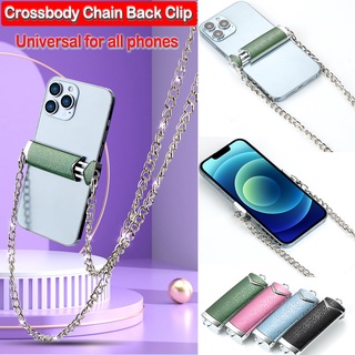 Universal Phone Crossbody Chain Back Clip Colorful Clip  Metal Lanyard Chain Stand Phone Hold for Iphone Samsung Huawei