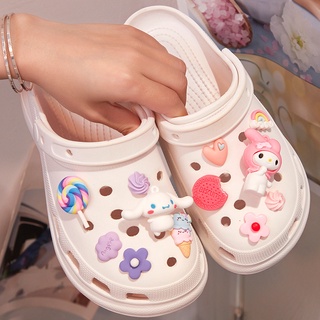 Crocs jibbitz Cinnamoroll ชุดหัวเข็มขัด รูปดอกไม้น่ารัก สามมิติ สําหรับตกแต่งรองเท้า diy