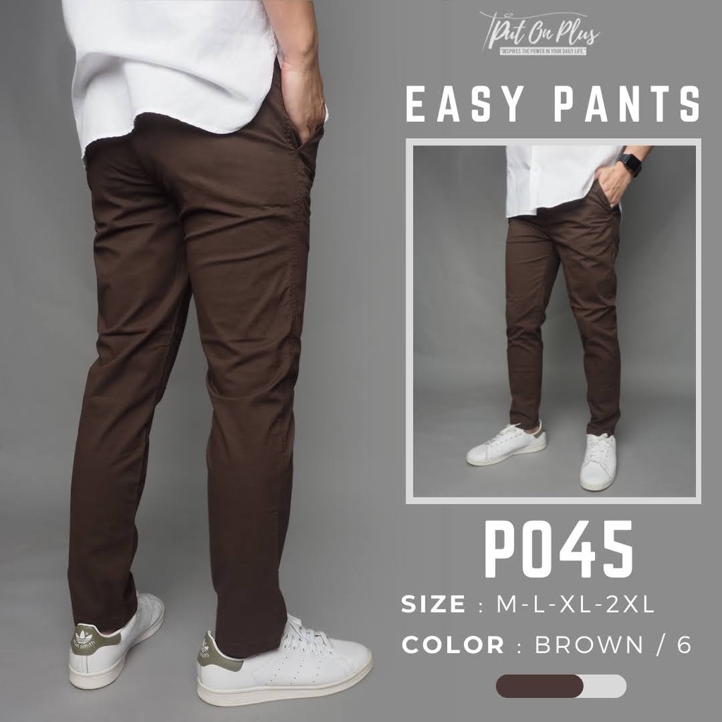 ⚡GW⚡P045 กางเกงขายาว ผู้ชาย ผ้ายืด เอวยืด มีเชือกผูก ยาว 35-38 นิ้ว ไซส์ 30-36 Goodwin Brand