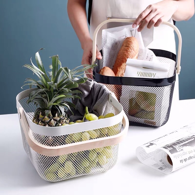 ตะกร้าญี่ปุ่น ตะกร้า IKIA ช็อปปิ้ง หูหิ้ว เหล็ก ซุปเปอร์มาร์เก็ตใส่ของอเนกประสงค์