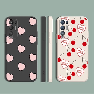 เคสโทรศัพท์ ซิลิโคนนิ่ม ขอบตรง ลายการ์ตูนลิ้นจี่ หัวใจ สําหรับ OPPO Reno6 Z 5G Reno 5 Pro 4 4G 3 Reno2 Z F