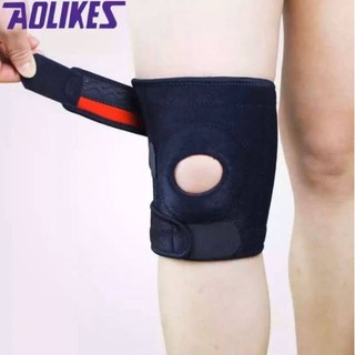 AOLIKES KNEE SHORT SUPPORT ผ้าพยุงหัวเข่าลดอักเสบปวดเข่าแบบสั้น เสริมสปิงพยุงหัวเข่า 2 เส้น เนื้อผ้านุ่มใส่สบาย คาด 3 เ