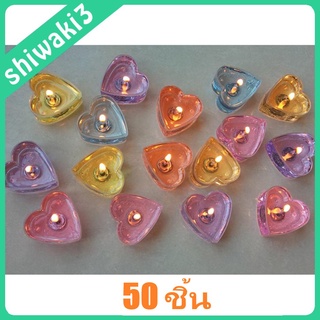 ( Shiwaki3 ) ถ้วยพลาสติกใส รูปหัวใจ สําหรับใส่เทียน 50 ชิ้น