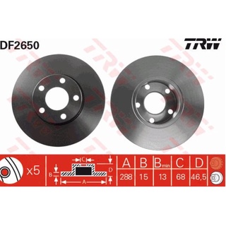 จานเบรกหน้า TRW : AUDI A6 C4 2.3 (94-96) / C5 V6 2.4 (97-99) ***ราคาต่อใบ