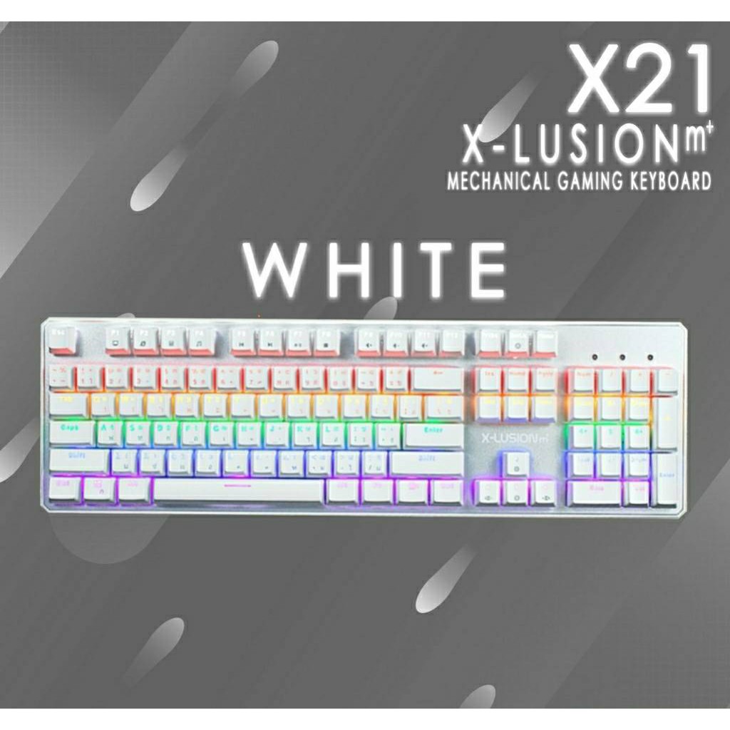 NUBWO X21m+ X-LUSION m+ Pink/White BIUESWITCH ชมพูขาว X21 MECHANICAL GAMING KEYBOARD คีย์บอร์ดแมคคานิคคอล