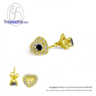 Finejewelthai-ต่างหูนิล-นิล-พลอยประจำเดือนเกิด-Black-Spinel-Silver-Earring-Birthstone-E1082on00 (เลือกสีตัวเรือนได้)