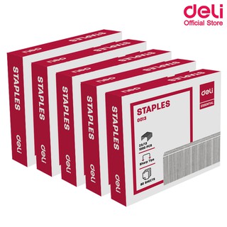 Deli 0013 Staples ลวดเย็บกระดาษเบอร์ 23/13 (80 Sheets) เย็บได้ 1000 ครั้ง (แพ็ค 5 กล่อง) ลูกแม็ก ลวดเย็บ อุปกรณ์สำงาน