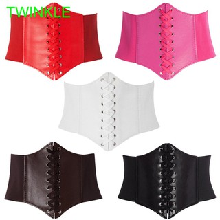 Korean Sexy Vintage Faux Leather Wide Lace Up Waist Belt Shapewear Corset Body Shaper