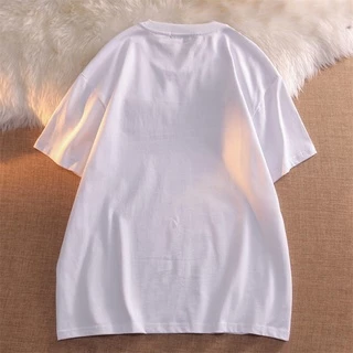 เสื้อคอกลมเสื้อยืดคแฟชั่นแขนสั้นผ้าฝ้ายนุ่มใส่บายหน้าร้อนสไตล์เกาหลีพร้อมส่ง