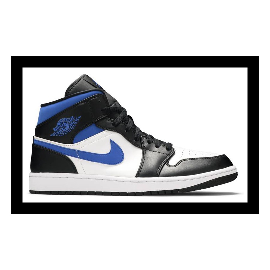 Jordan 1 Mid White Black Royal | Shopee 