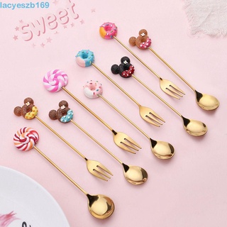 Lacyeszb ช้อนกาแฟ ช้อนชา ไอศกรีม ลายการ์ตูน ขนาดเล็ก ของขวัญแต่งงาน สําหรับเด็ก