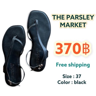 💥ส่งฟรี ไม่ต้องใช้โค้ด💥 รองเท้ารัดส้น THE PARSLEY MARKET สีดำ