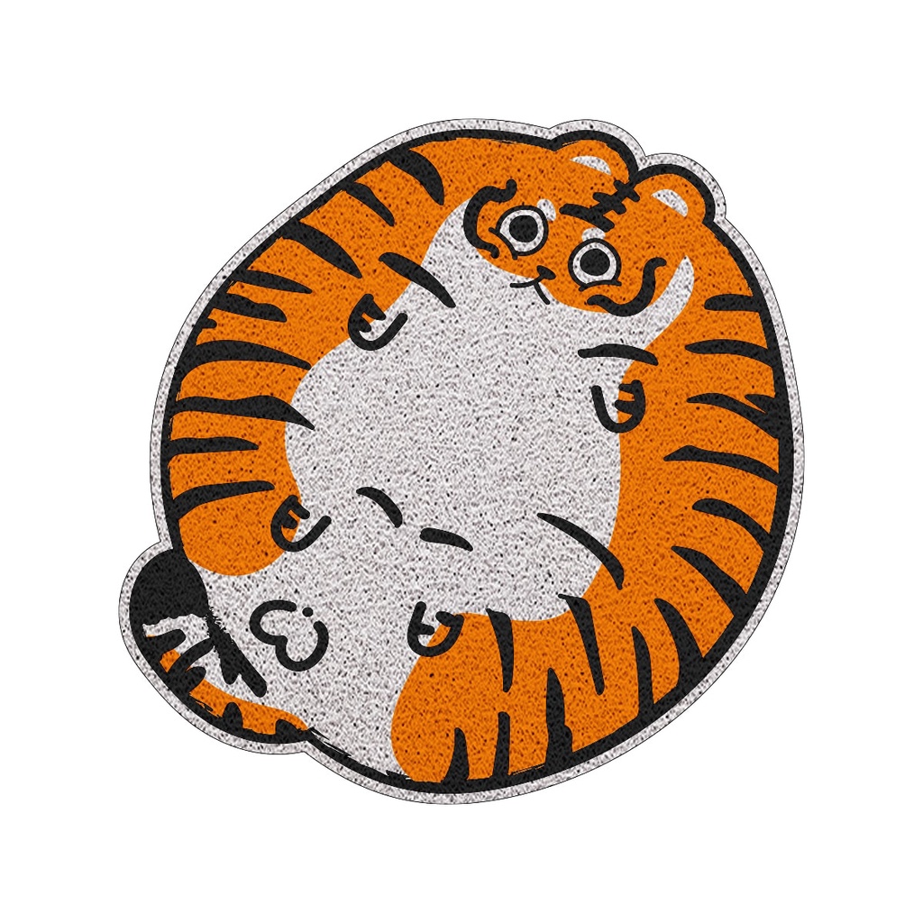 [MT06-00000011] พรมเช็ดเท้า พรมดักฝุ่น ลาย เสืออื่มสุข 80*80 ซม ( Chinese New Year Collection )