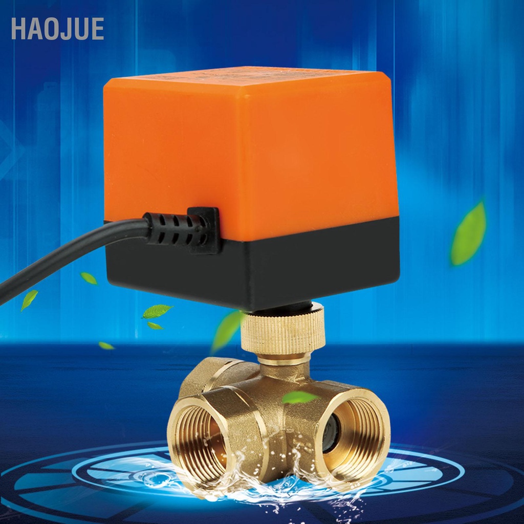 Haojue Dn20 G3/4 วาล์วบอลมอเตอร์ไฟฟ้า ทองเหลือง 3 ทาง สําหรับเครื่องปรับอากาศ Dc24V
