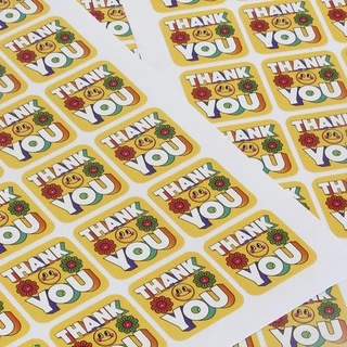[HH-S02] สติกเกอร์ thank you ขอบคุณ ขนาด 3 ซ.ม. 24 ดวงต่อ 1 แผ่น