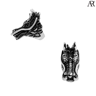 ANGELINO RUFOLO Ring ดีไซน์ Dragon Head แหวนผู้ชาย Stainless Steel 316L(สแตนเลสสตีล)คุณภาพเยี่ยม สีเงิน