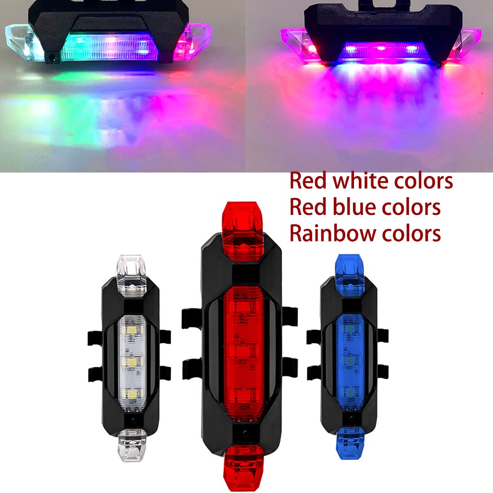 Lueaspy ไฟจักรยาน LED ชาร์จ USB กันน้ํา สีรุ้ง