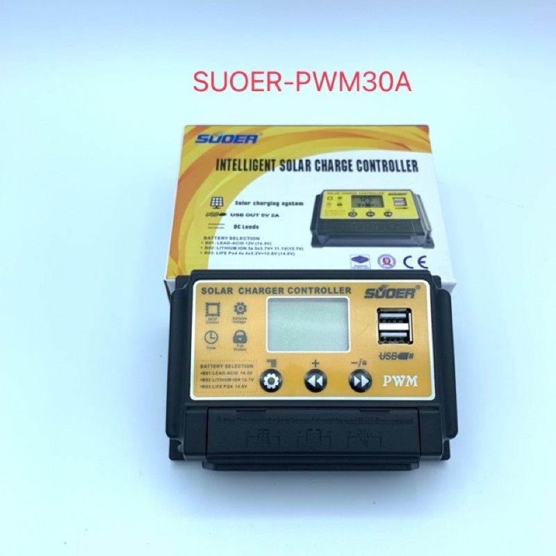 โซล่าคอนโทรลชาร์จเจอร์ PWM 30A SUOER ST-S1230