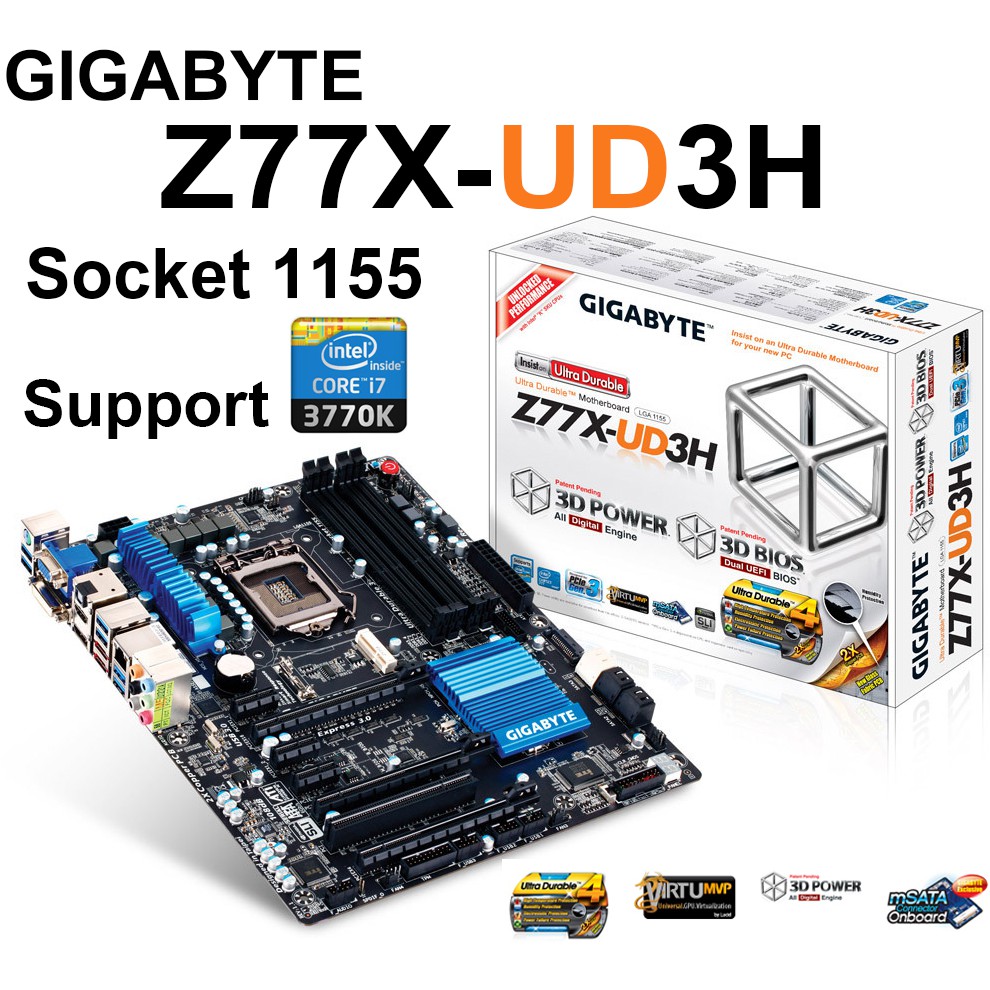 Mainboard INTEL GIGABYTE Z77X-UD3H (Socket 1155) มือสอง พร้อมส่ง แพ็คดีมาก!!!