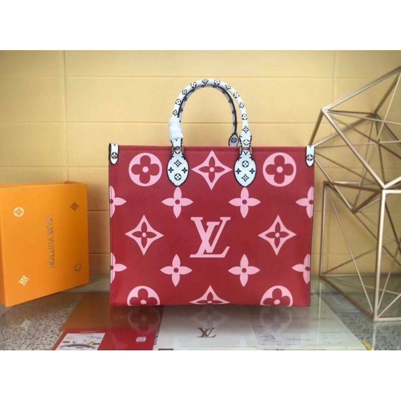 กระเป๋า Tote Bag LV สีแดง-ชมพู