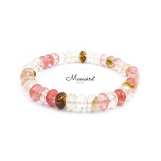 กำไลข้อมือหินแท้ Cherry Quartz เจียรนัยทรงคริสตัล ขนาดประมาณ 8 มิล