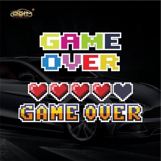 สติกเกอร์ติดรถยนต์ Pixel English GAMEOVER Red White Machine Nostalgic Game Console After 7080