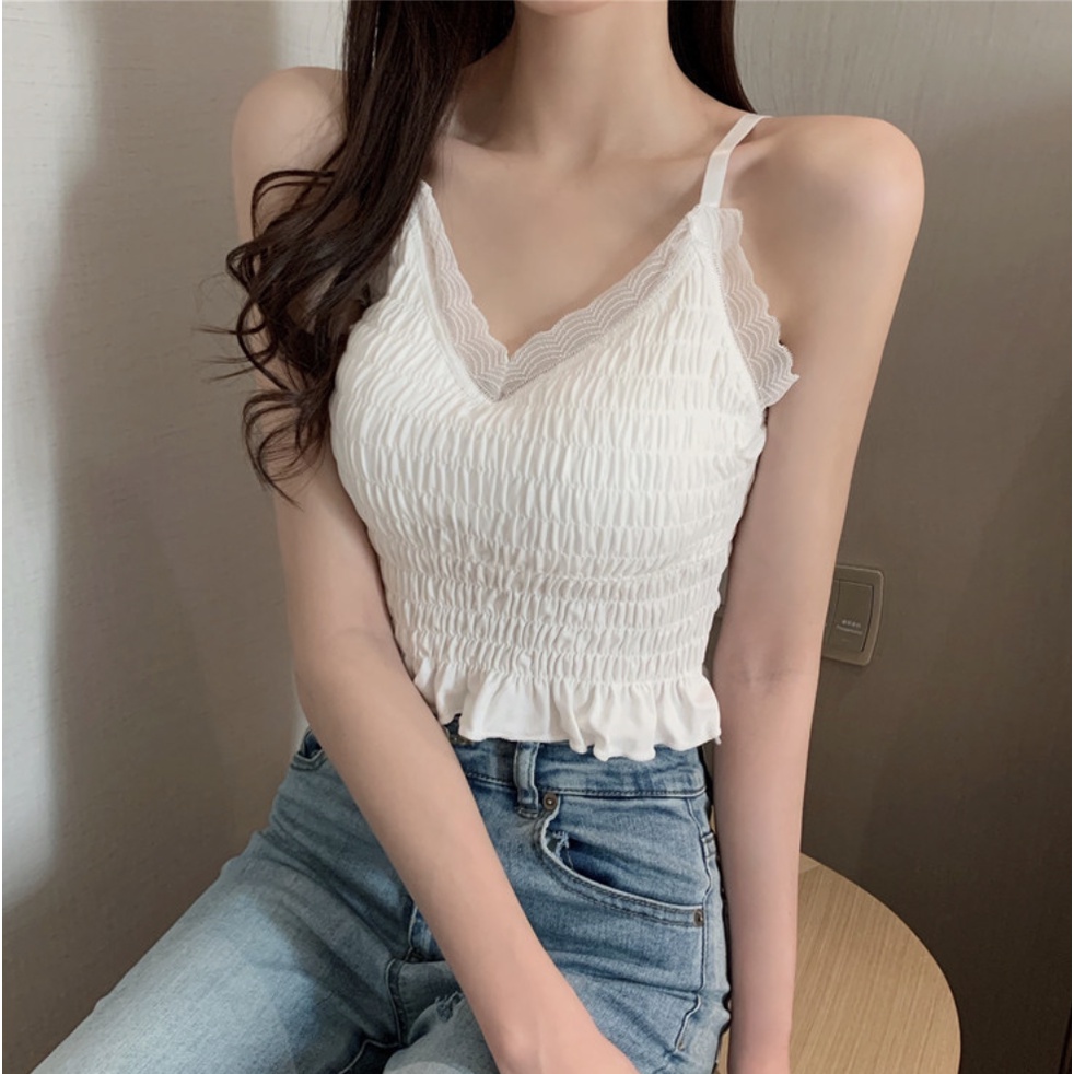 CC TT010 Sexy Lace Ruffles Tanktop / นําเข้า Ruffles Bra Tanktop